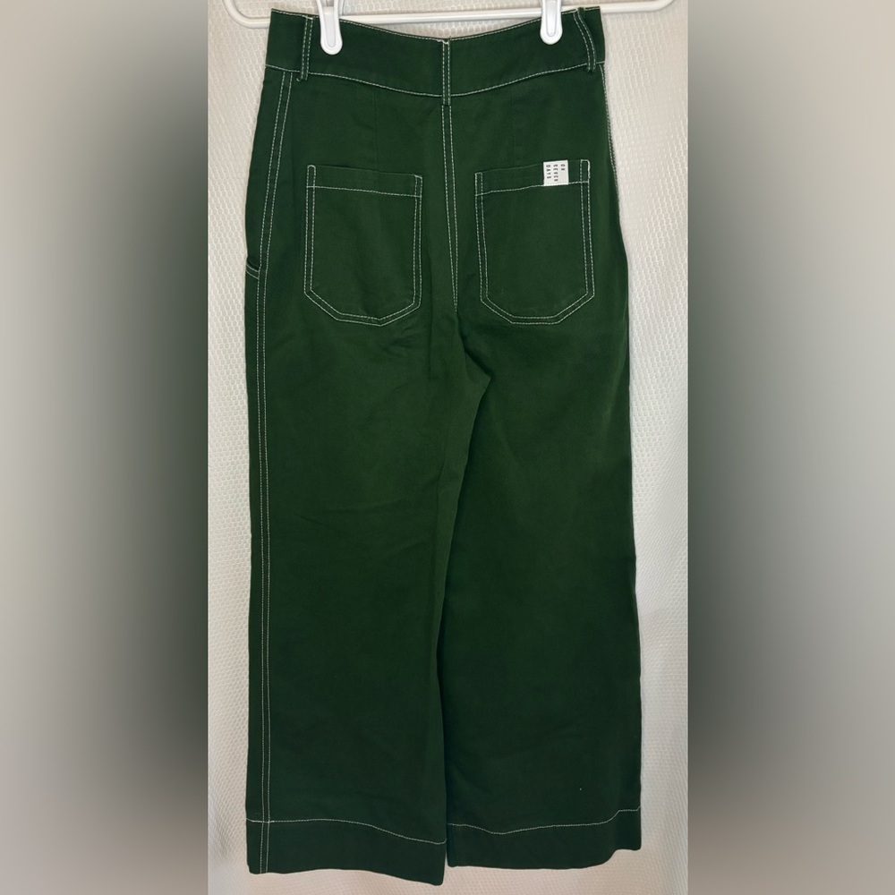Oh Seven Days High Kick Trousers Wide Leg Pants Forest Green Sz 25 - Picture 3 of 7